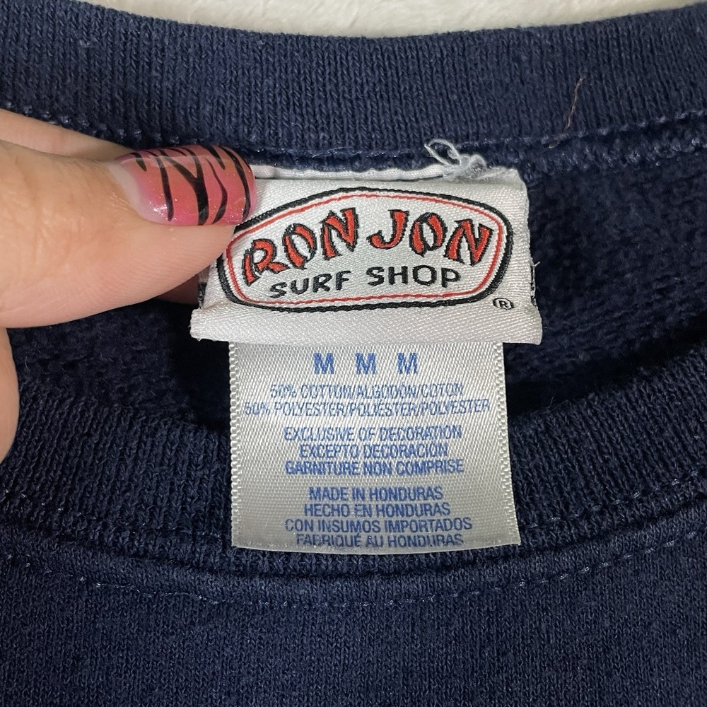 Ron Jon Surf Shop Crewneck Sweatshirt Mens M Floral Hawaiian Cocoa Beach Blue - Picture 9 of 9